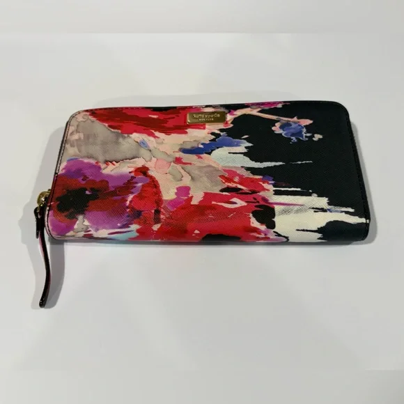 kate spade Black Multicolor Floral Zip Wallet - Picture 3 of 6